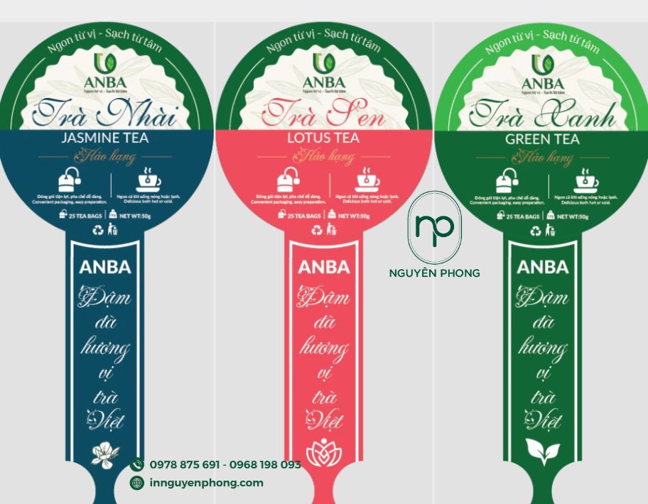 Mẫu tem nhãn bột trà xanh nổi bật